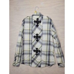 Buckle Black Men's SZ S Snap Shirt Embroidered Western Athletic Fit Plaid Pocket